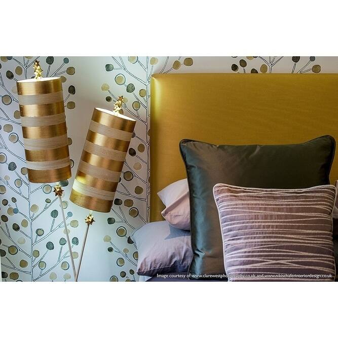 Nettle Luxe Lucas McKearn Double 2 Striped Gold Table Buffet Lamp