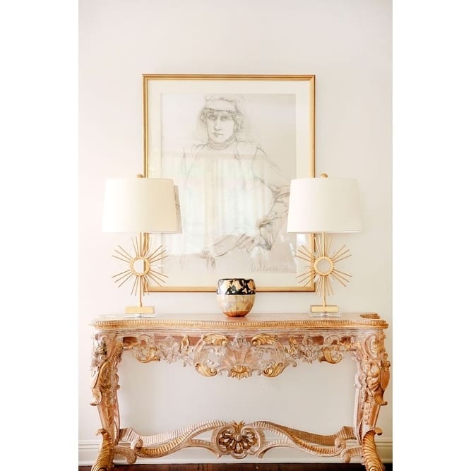 Buffet Table Lamp Antiqued Gold Crystal By Lucas McKearn