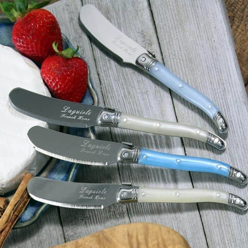 Set of 8, Blue and Cream French Home Laguiole Spreaders