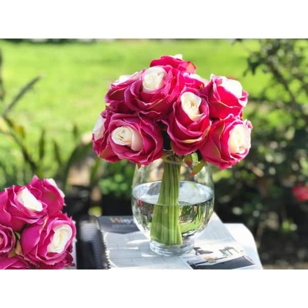 Shop Enova Home Wine Red Artificial Silk Open Rose Flower