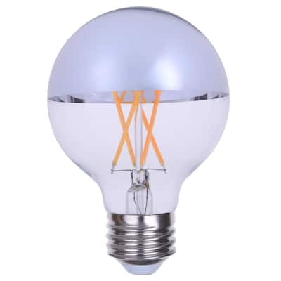 (3 Pack) Half Chrome LED Filament Bulb G25 7W, 60W Equivalent 700 Lumens, Warm White 2700k, E26 Base, Dimmeble,