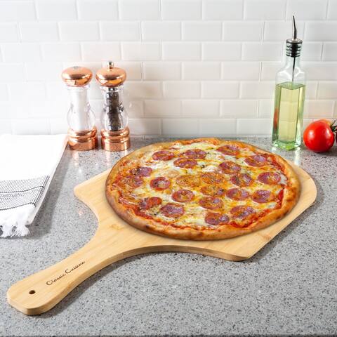 Pizza Peel- Eco-Friendly Bamboo Classic Paddle for Baking and Cooking- Party Serving Tray by Classic Cuisine