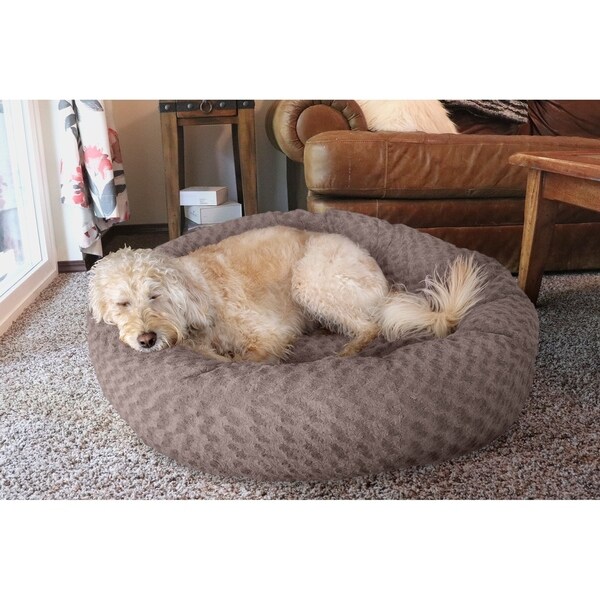 furhaven curly fur bolster dog bed