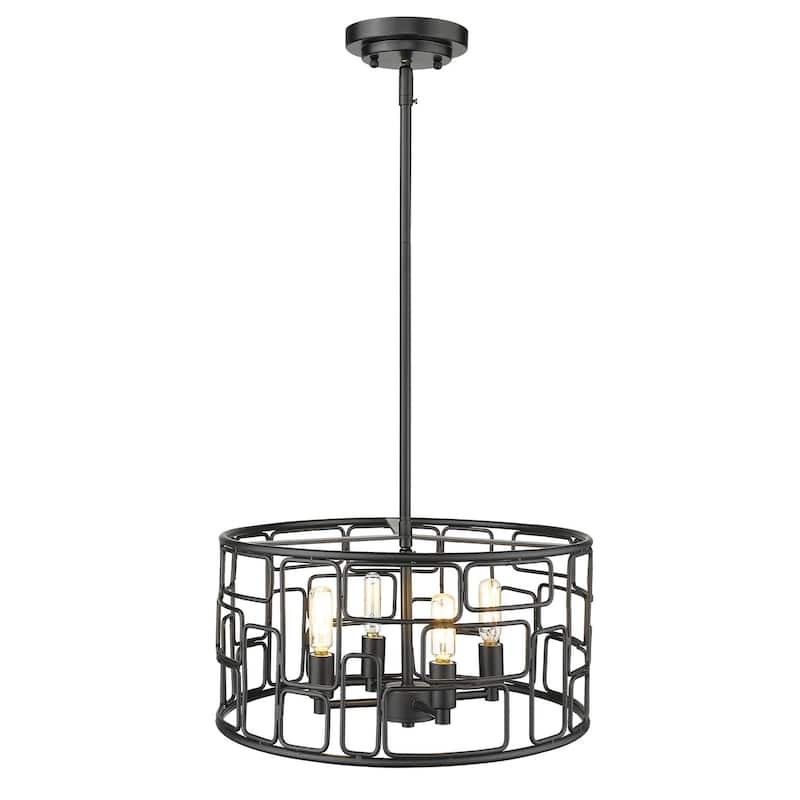 Amoret 4-light Matte Black Convertible Pendant