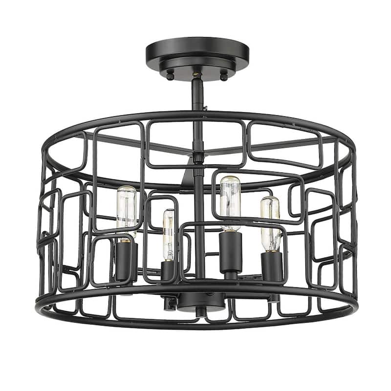Amoret 4-light Matte Black Convertible Pendant