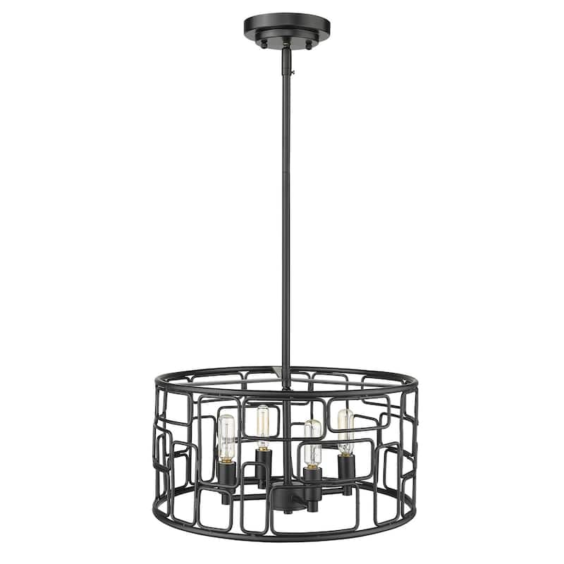 Amoret 4-light Matte Black Convertible Pendant