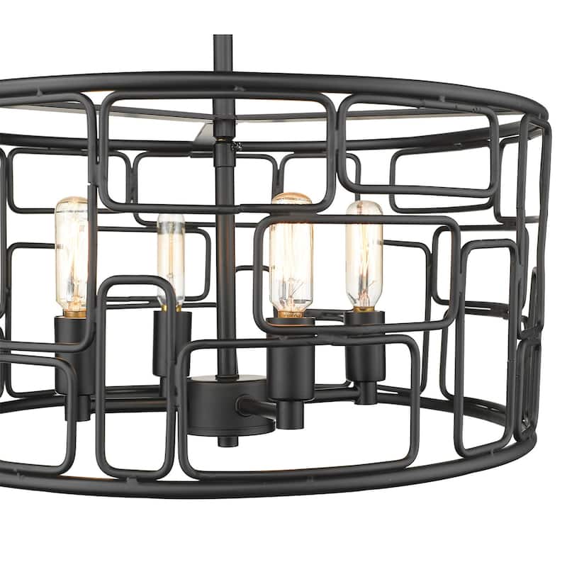 Amoret 4-light Matte Black Convertible Pendant
