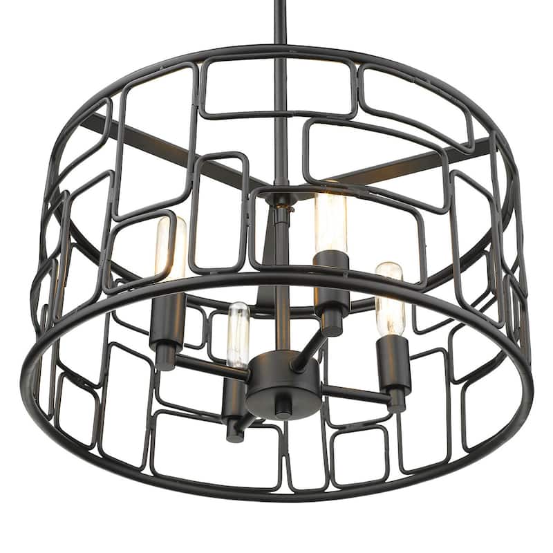 Amoret 4-light Matte Black Convertible Pendant