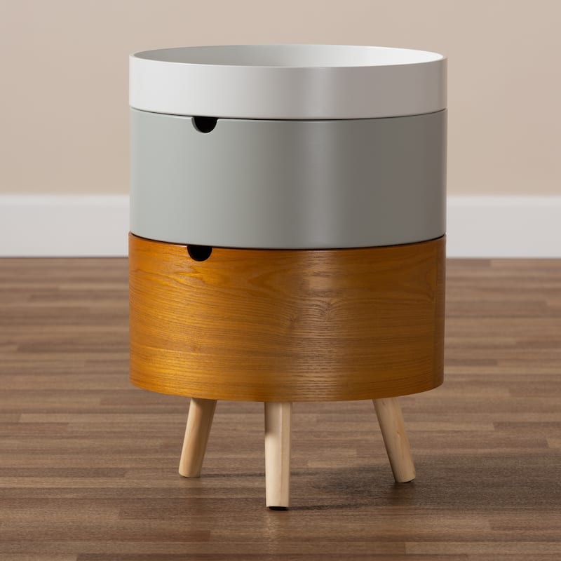 Baxton Studio Elison Mid-Century Modern Multi Color 3-Tier Wood End Table