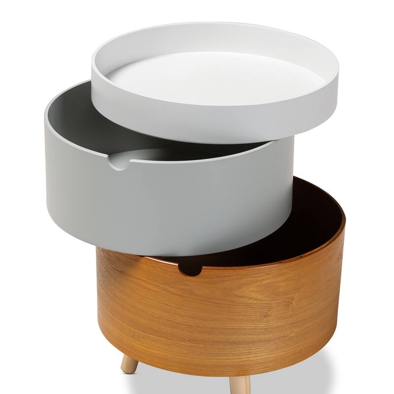 Baxton Studio Elison Mid-Century Modern Multi Color 3-Tier Wood End Table