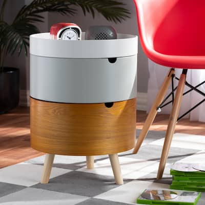 Baxton Studio Elison Mid-Century Modern Multi Color 3-Tier Wood End Table