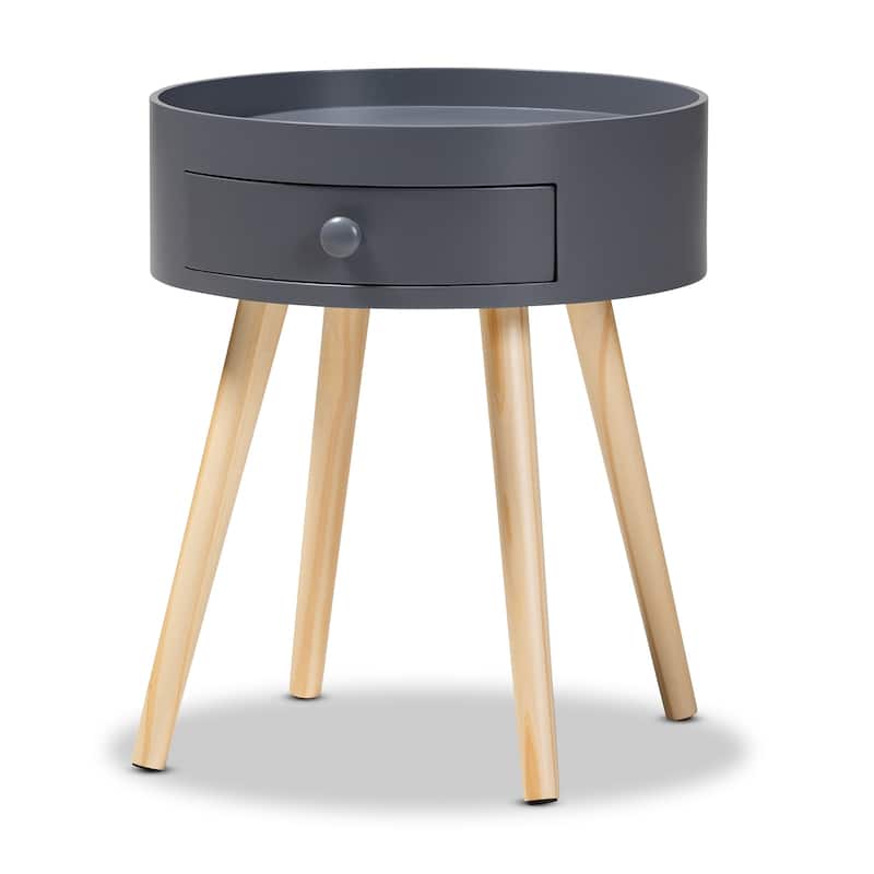 Baxton Studio Jessen Mid-Century Modern 1-Drawer Wood End Table