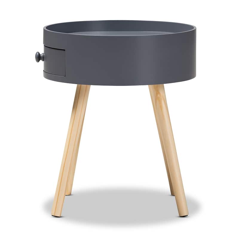 Baxton Studio Jessen Mid-Century Modern 1-Drawer Wood End Table