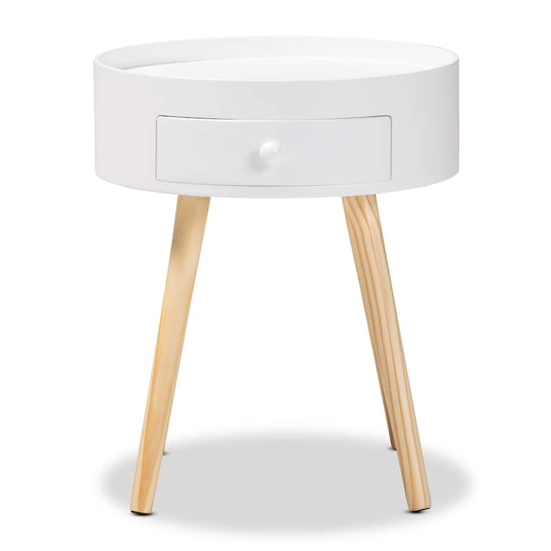 Baxton Studio Jessen Mid-Century Modern 1-Drawer Wood End Table