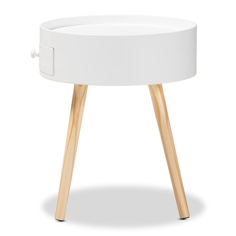 Baxton Studio Jessen Mid-Century Modern 1-Drawer Wood End Table