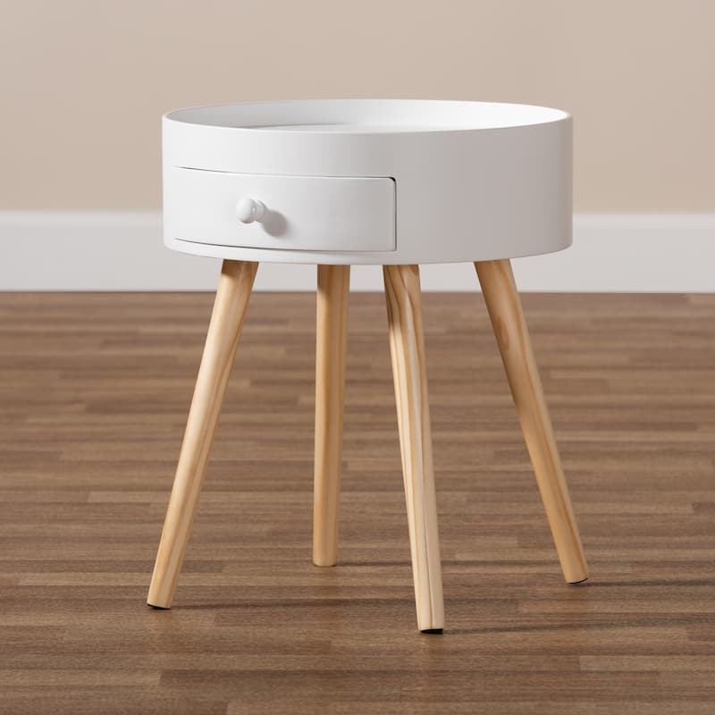 Baxton Studio Jessen Mid-Century Modern 1-Drawer Wood End Table