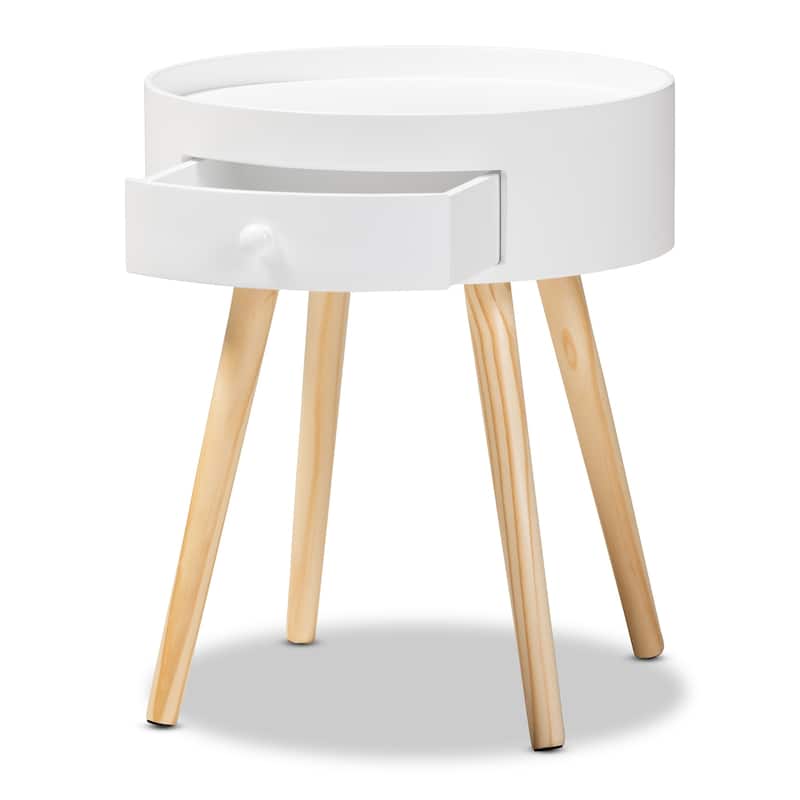 Baxton Studio Jessen Mid-Century Modern 1-Drawer Wood End Table