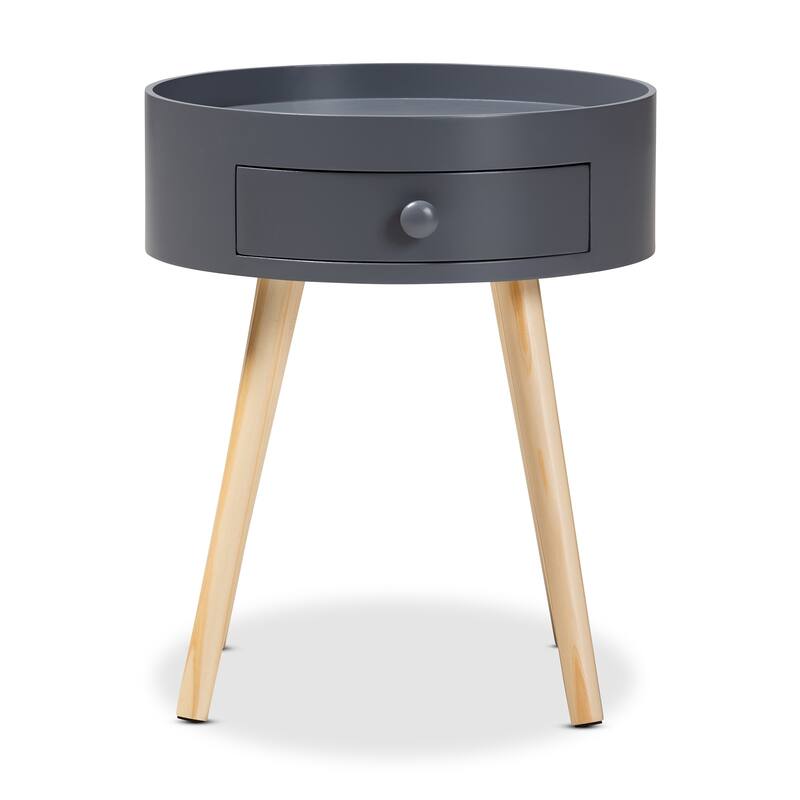Baxton Studio Jessen Mid-Century Modern 1-Drawer Wood End Table
