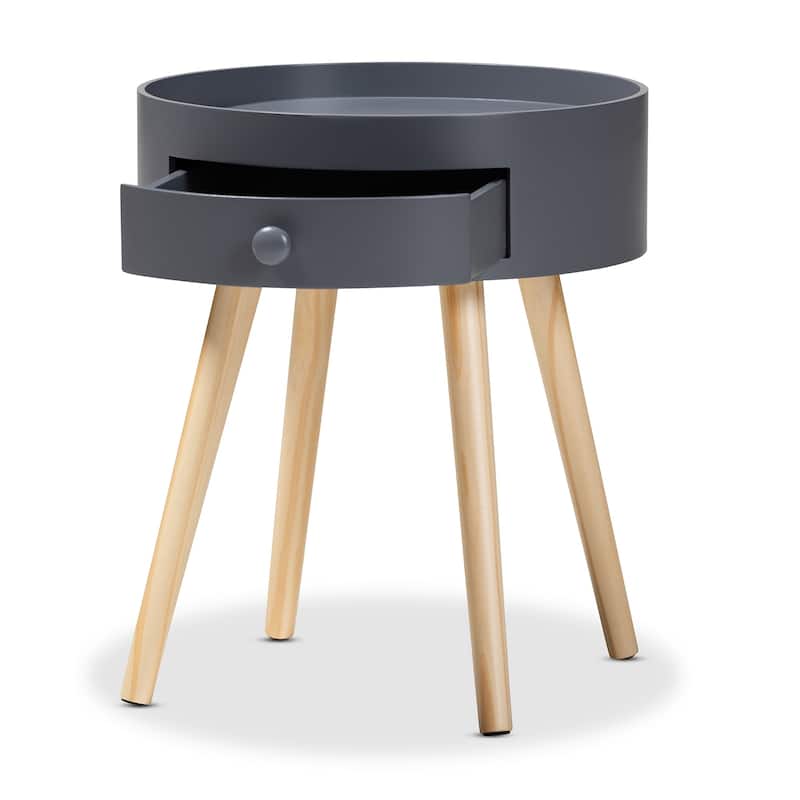 Baxton Studio Jessen Mid-Century Modern 1-Drawer Wood End Table