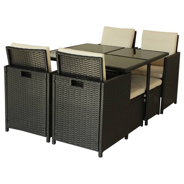 Luxurylivingfurniture Outdoor Polyurethane Rattan Dining Set Outdoor Polyurethane Rattan Dining Set