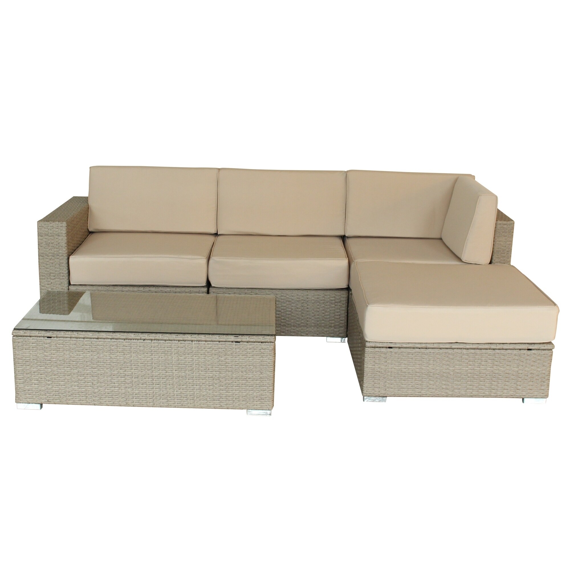 LuxuryLivingFurniture Outdoor Polyurethane Rattan Lounge Set Tan 5Piece Sets eBay
