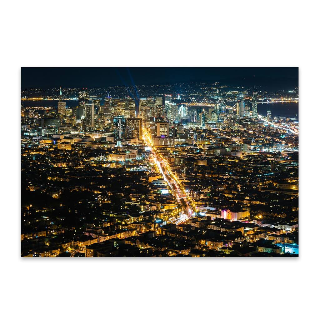 Noir Gallery San Francisco Night Skyline View Metal Wall Art Print