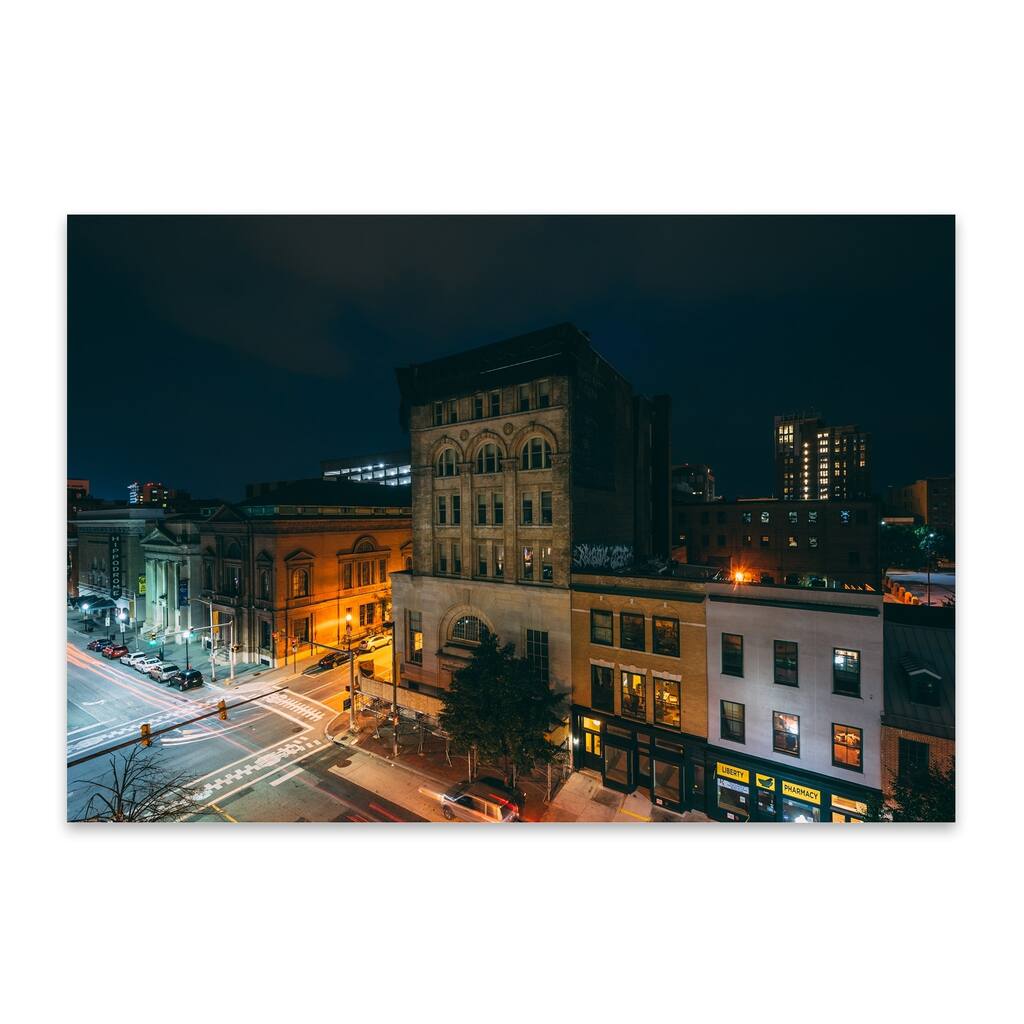 Noir Gallery Baltimore Downtown Night Skyline Metal Wall Art Print