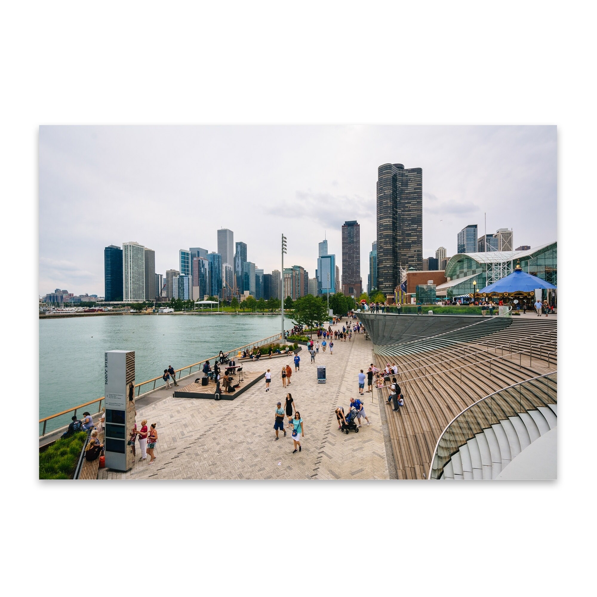 Noir Gallery View Navy Pier Chicago Skyline Metal Wall Art Navy Pier Chicago Skyline
