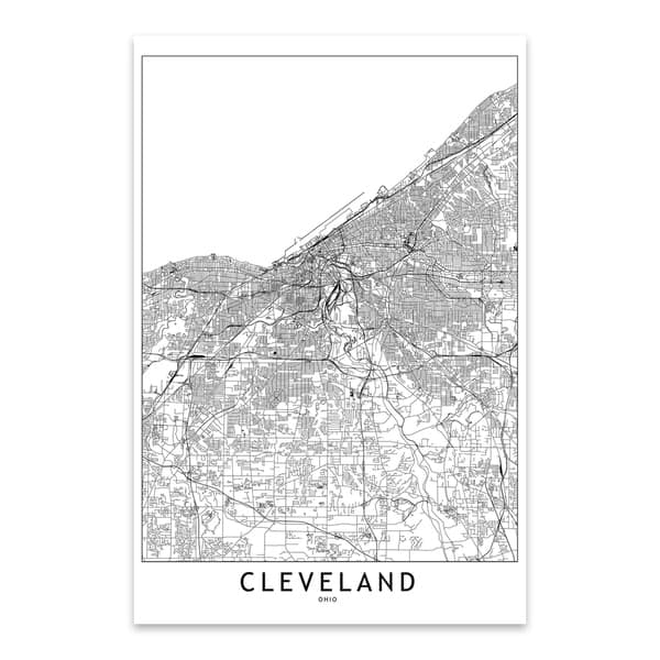 Shop Noir Gallery Cleveland Black White City Map Metal Wall Art