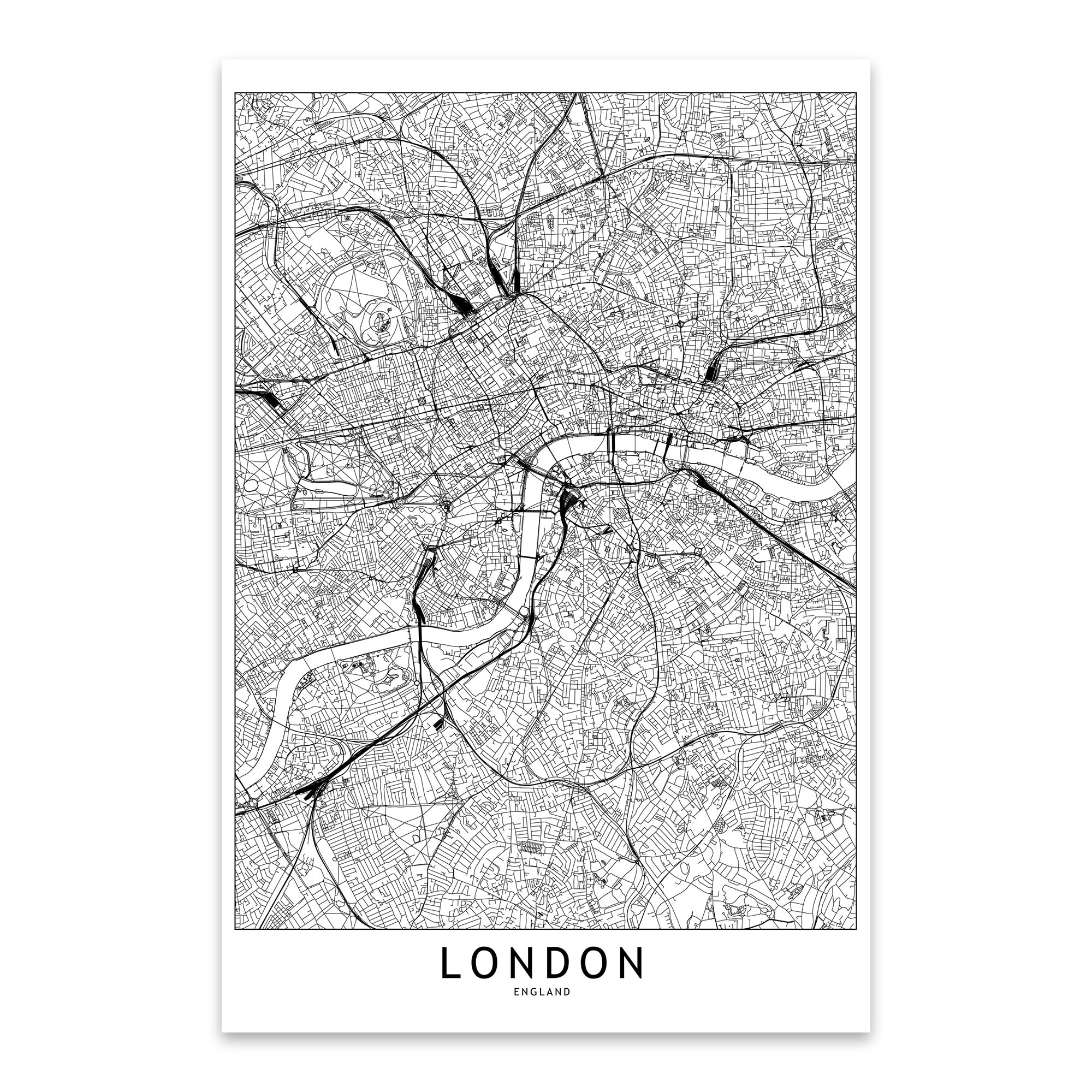 Shop Noir Gallery London Black White City Map Metal Wall Art