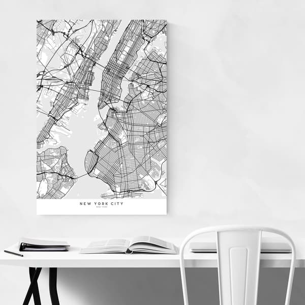 Shop Blursbyai Scandinavian Style Map Of New York Black White