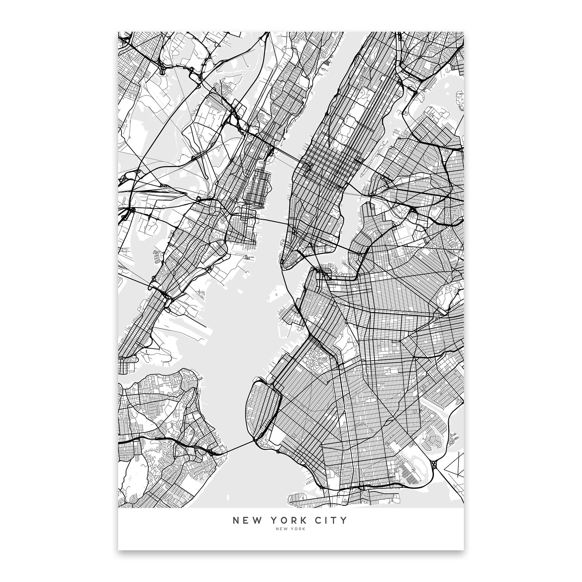 Blursbyai Scandinavian Style Map Of New York Black White Nyc Map Metal Wall Art Print Overstock 27559519