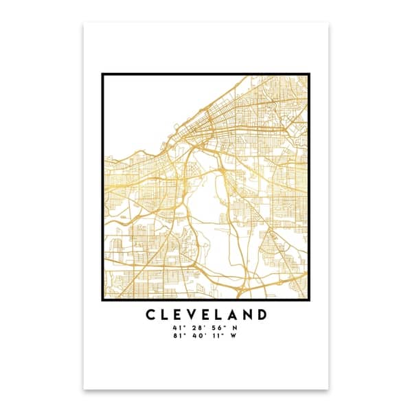 Shop Noir Gallery Minimal Cleveland City Map Metal Wall Art Print Overstock 27560855