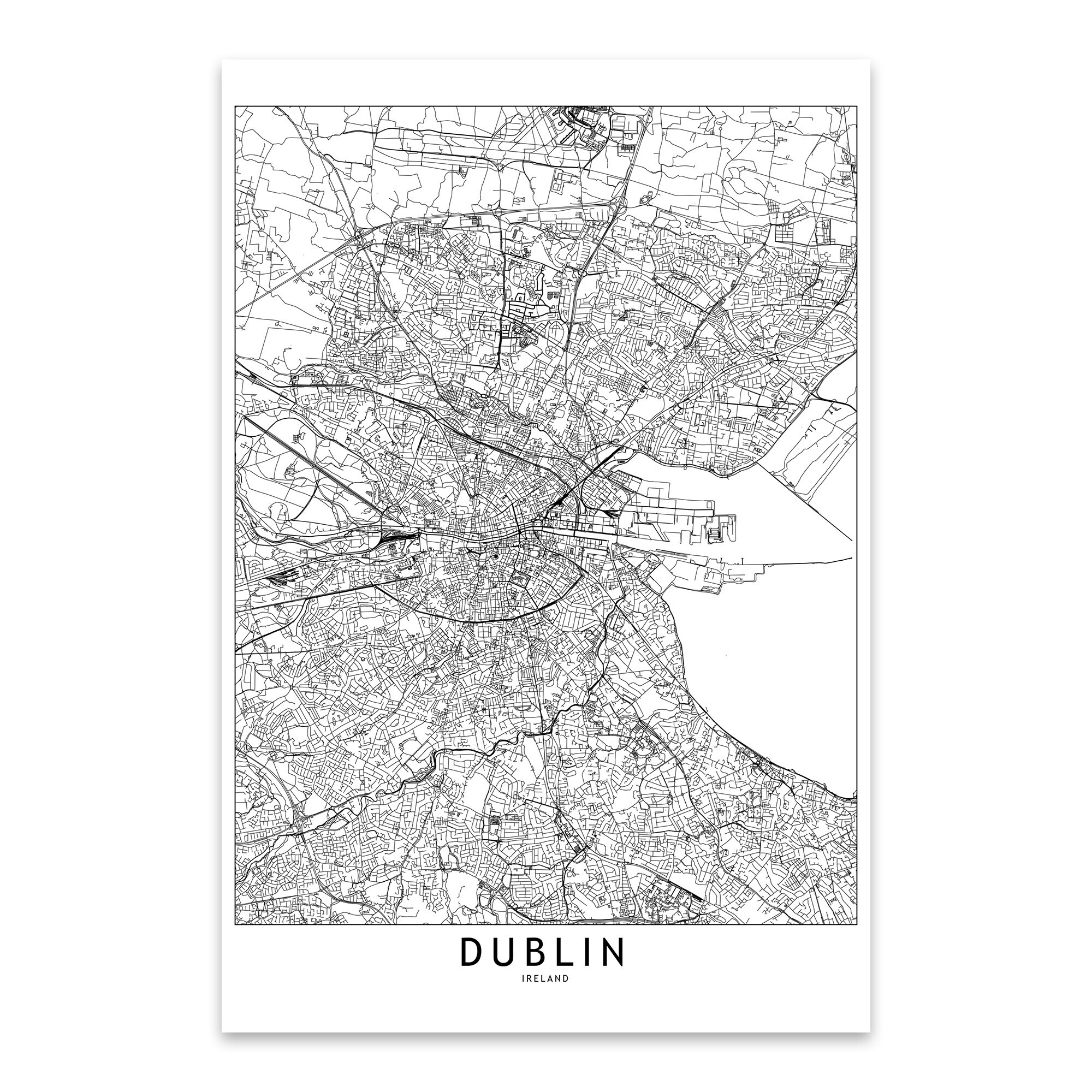 Shop Multiplicity Dublin Black And White City Map Metal Wall Art