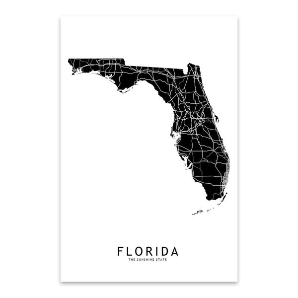 Shop Noir Gallery Florida Black State Map Wall Art Print