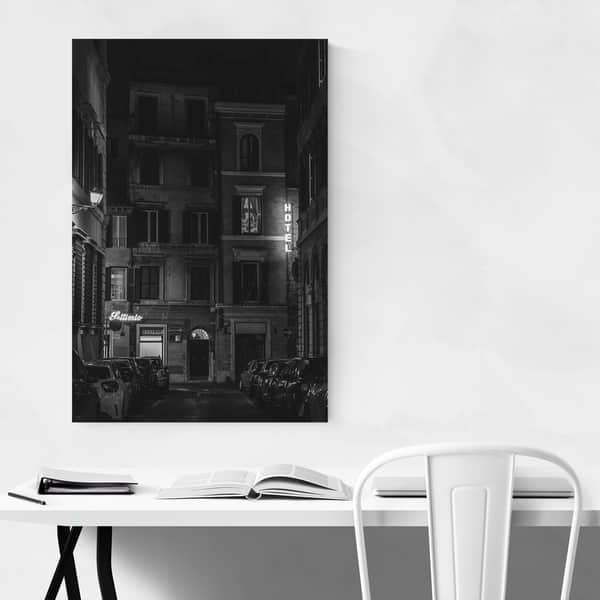 Noir Gallery Jon Bilous Hotel Roma Bw Black White Rome Italy Urban Multicolored Aluminum Wall Art Print - 