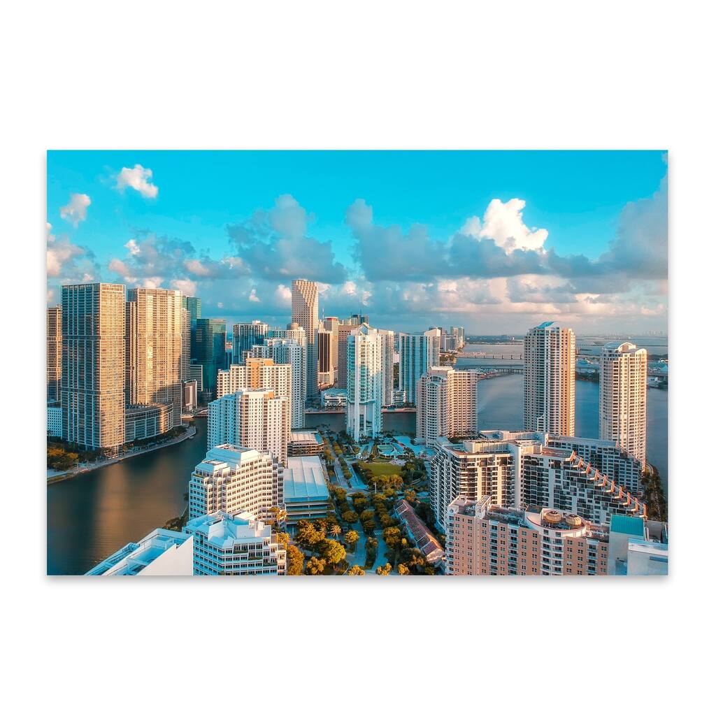 Noir Gallery Brickell Downtown Miami Skyline Metal Wall Art Print