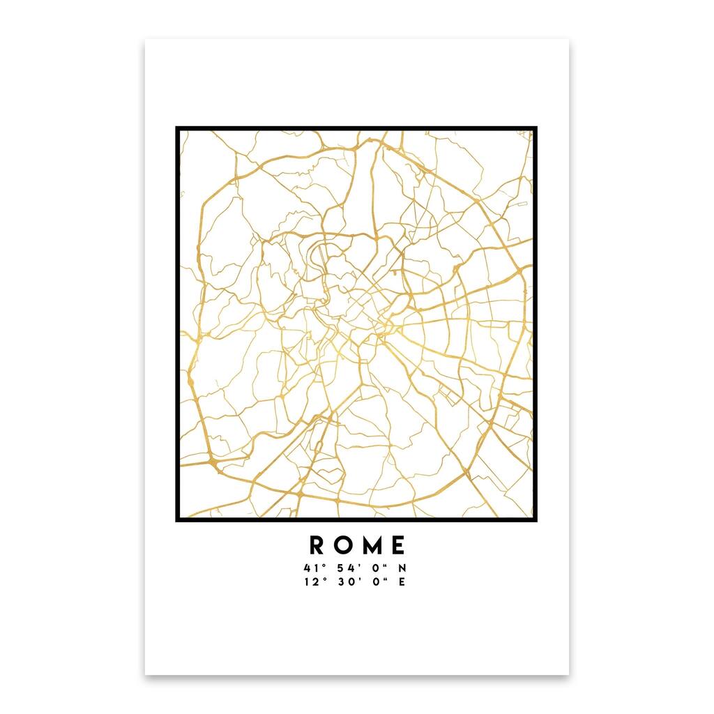 Noir Gallery Minimal Rome City Map Metal Wall Art Print