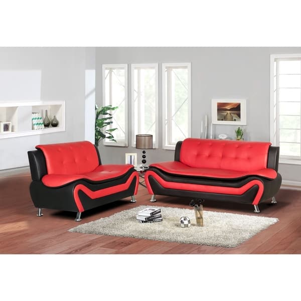 Shop Jasmine Faux Leather 2pc Living Room Set Free