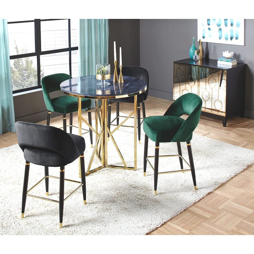 Luxurious Marble Top Counter Height Dining Set with Storage Server