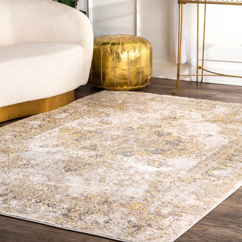 Copper Grovecopper Grove Tuzla Diamond Goldtone Silvertone Distressed Medallion Area Rug 6 7 X 9 Gold Dailymail