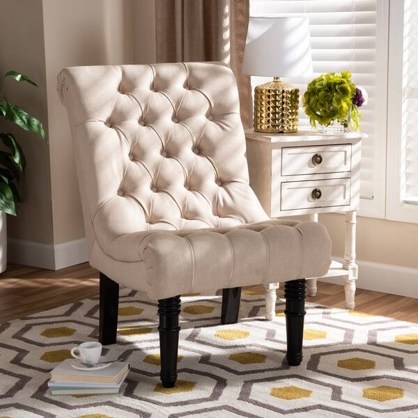 slide 1 of 16, Baxton Studio Fabric Upholstered Wood Accent Chair with Rolled Back