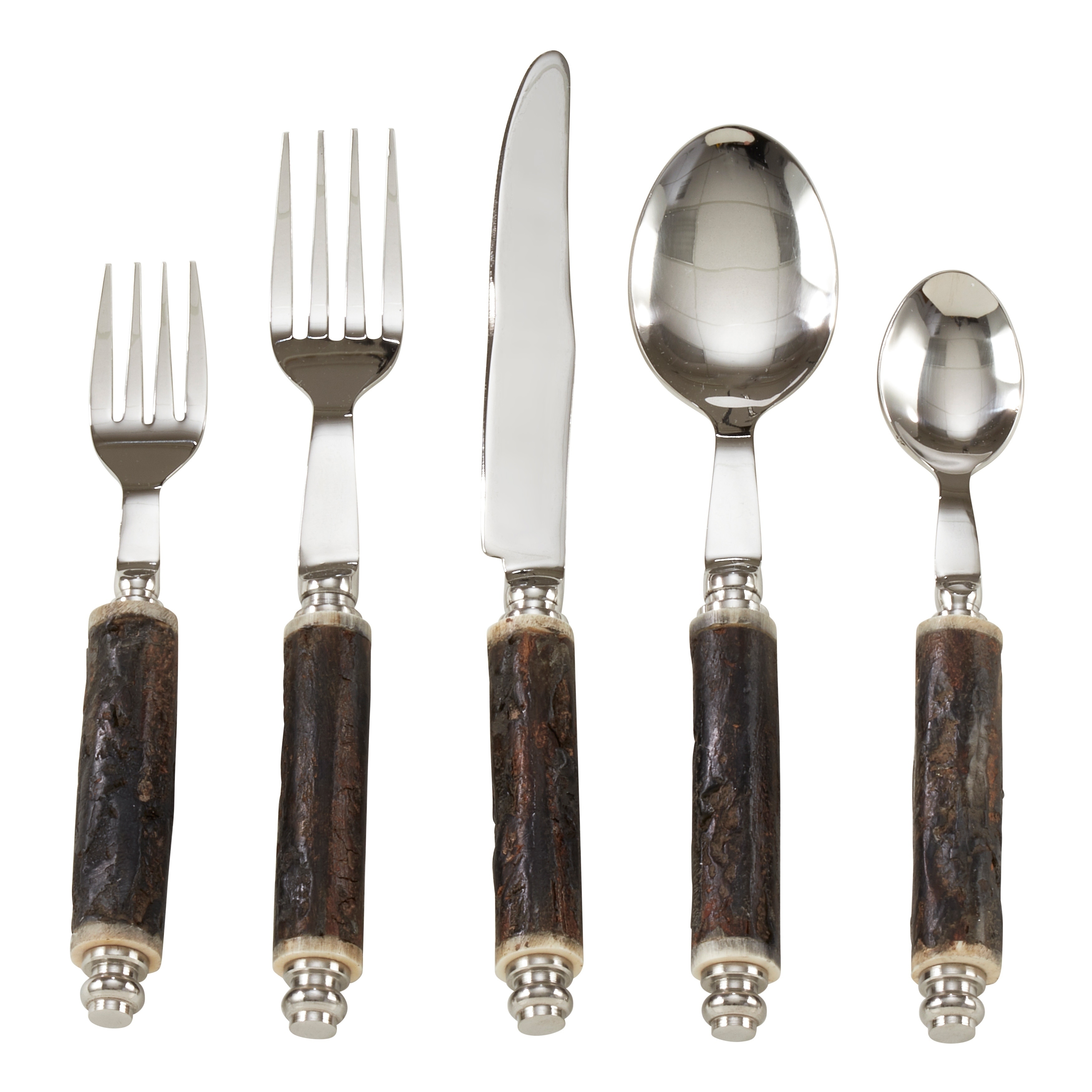 Saro Lifestyle Bark Wood Handle Flatware (Set of 5)