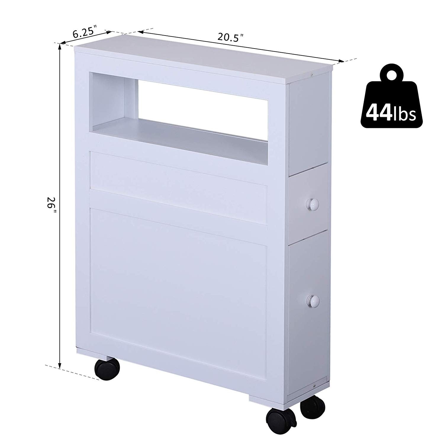 HOMCOM 165cm Freestanding Slimline Bathroom Storage Cabinet w/ 6