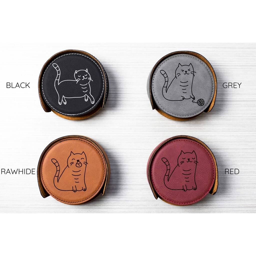 Set of 6 Assorted Funny Cat Coasters - Cute Cat Coasters