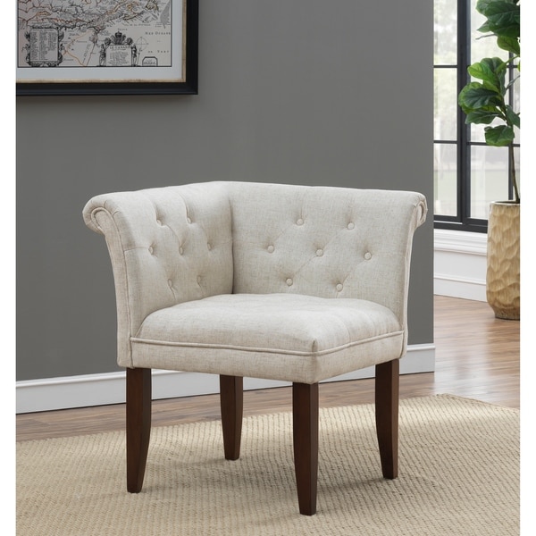 Somette Corner Accent Chair, Brown and Cream - 26"L x 26"W x 29.5"H
