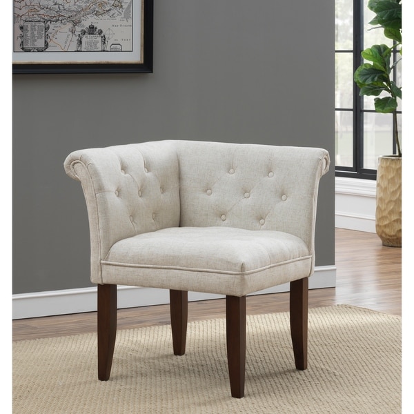 Somette Corner Accent Chair, Brown and Cream 26"L x 26"W