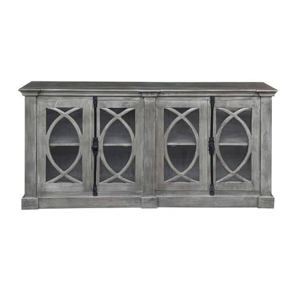 slide 1 of 3, Somette Four Door Media Credenza, Crescent Grey - 4 Door - 4 Door