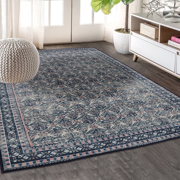 RugSmith Sapphire Ancestral Distressed Transitional Area Rug - 7'6" x 9'6"