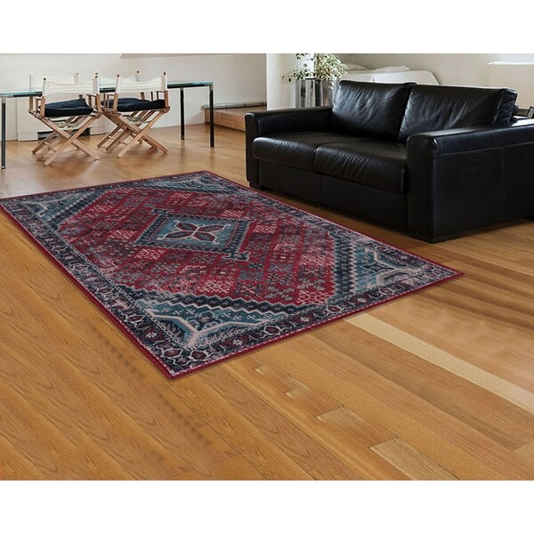 RugSmith Red Esmee Distressed Transitional Area Rug - 5' x 7'